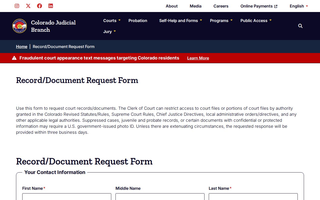 Boulder County residents directory Colorado court record request form