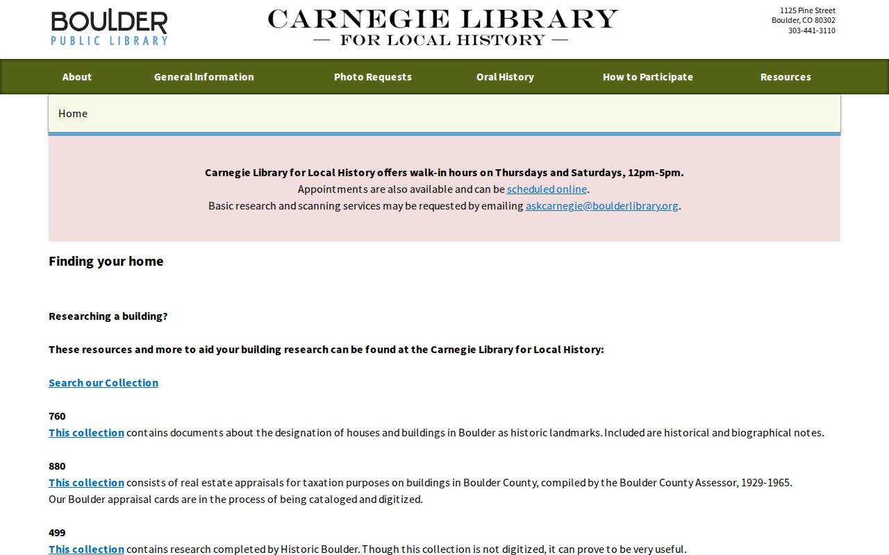 Boulder County previous residents house history research guide