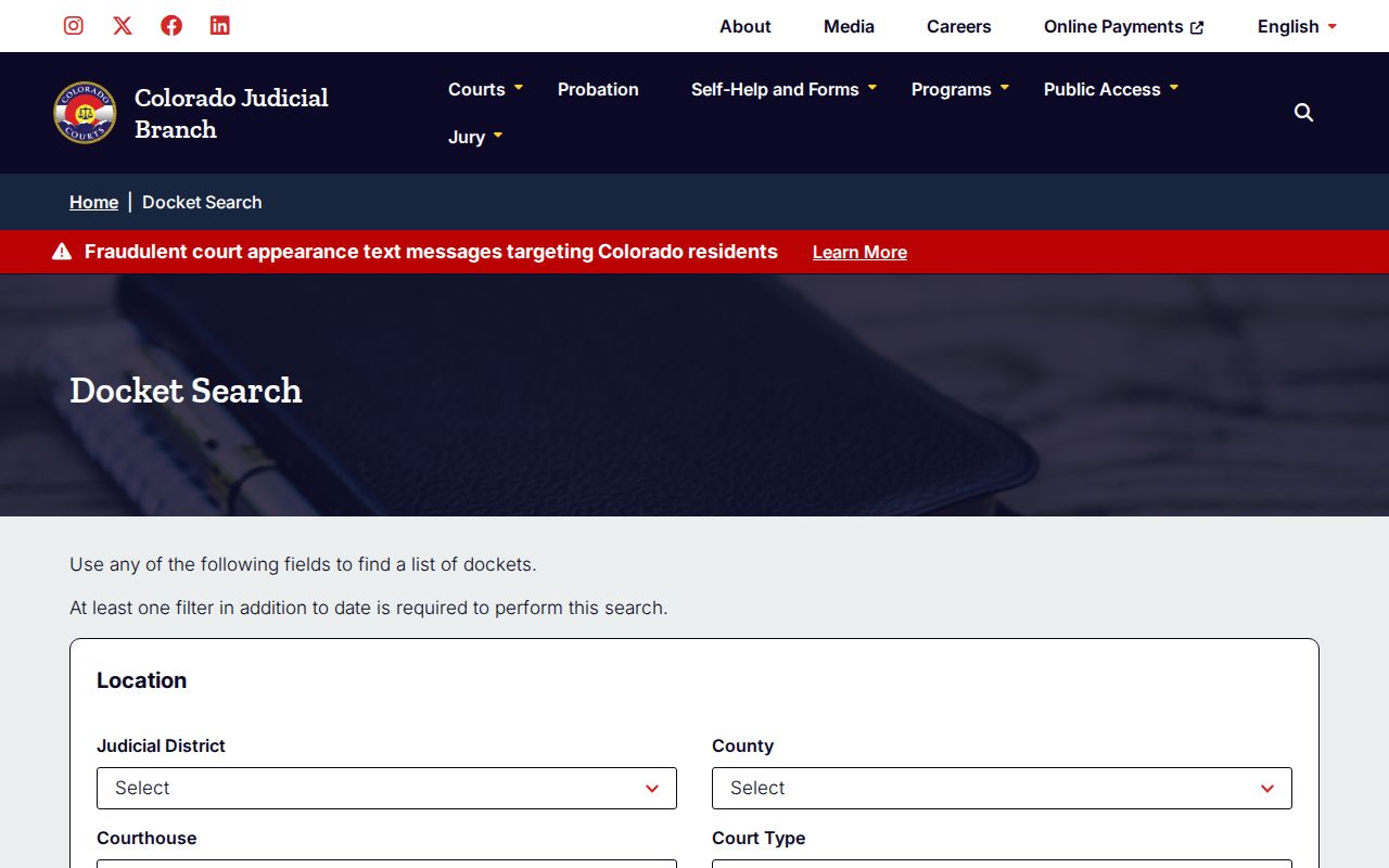 Boulder County resident lookup Colorado Judicial Branch docket search