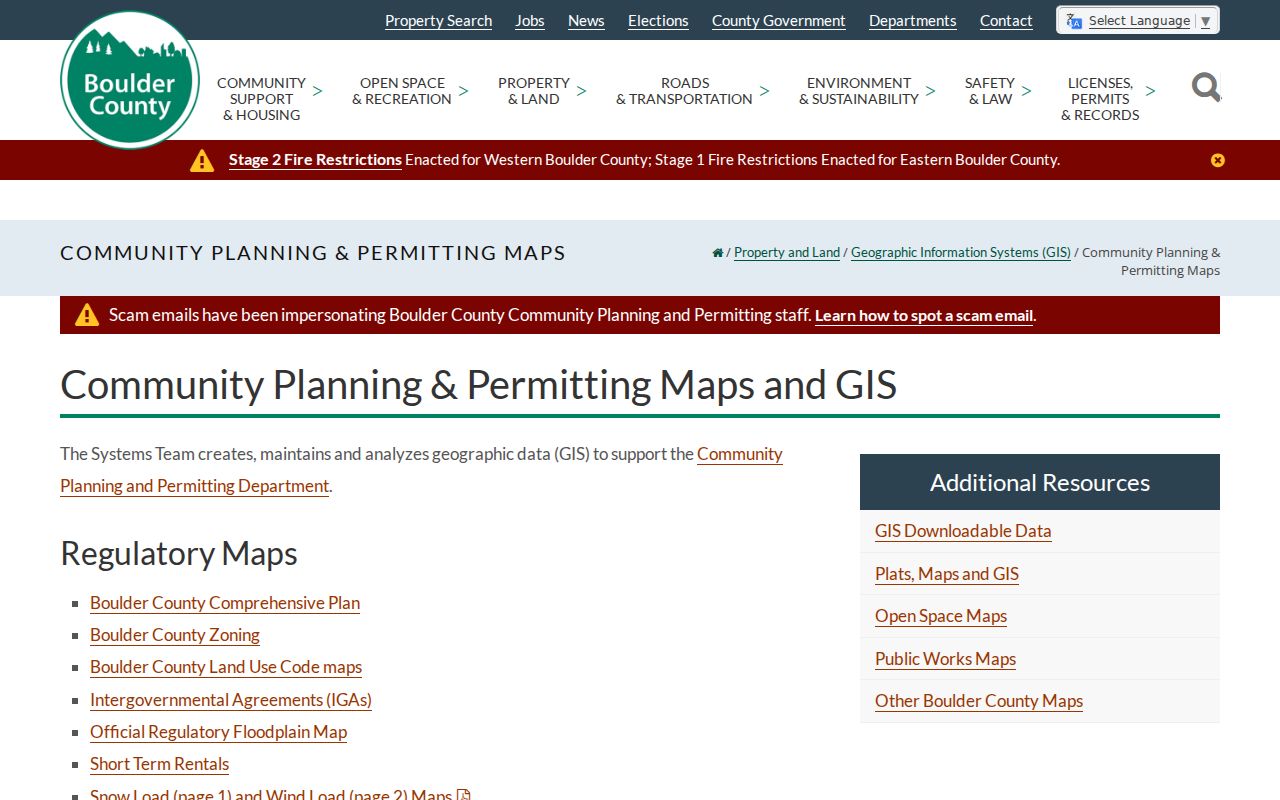 Boulder County street directory land use and address layers